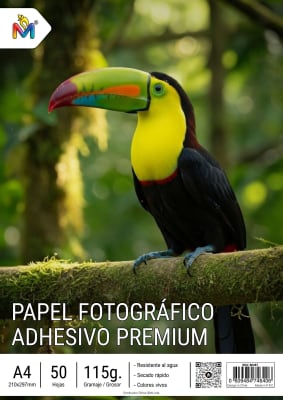 Papel Adhesivo Brillante 115g Premium 50 Hojas A4