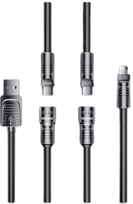 CABLE DE CARGA RAPIDA 4 EN 1 60W 1.5MTS NEGRO RC-C168