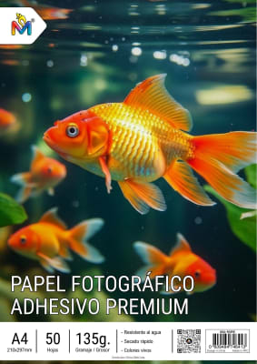 Papel Adhesivo Brillante 135g Premium 50 Hojas A4