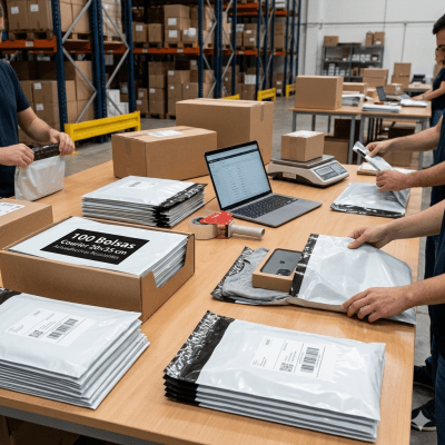 Pack 100 Bolsa Courier Resistente Segura Auto Adhesivo 20 x 35 cm