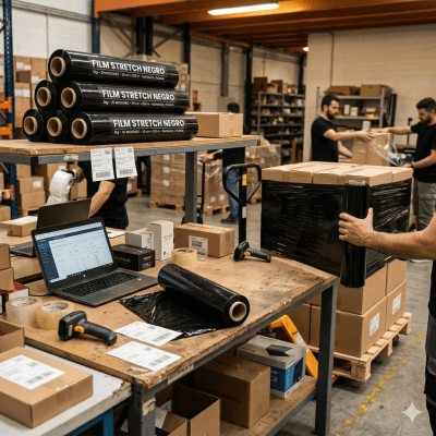 Alusa Film Stretch Negro 3kg (350m) 20 Micrones 50cm ROLLO