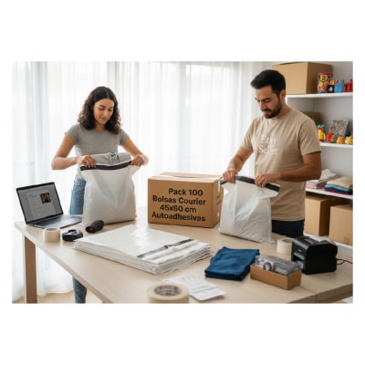 Pack 100 Bolsa Courier Resistente Segura Auto Adhesivo 45 x 60 cm