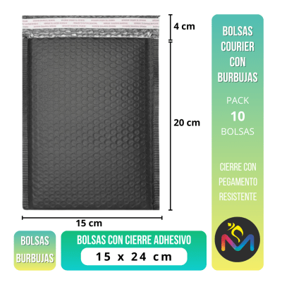 Pack 10 Bolsas Courier con Burbujas Auto Adhesivo 15x24cm 135g