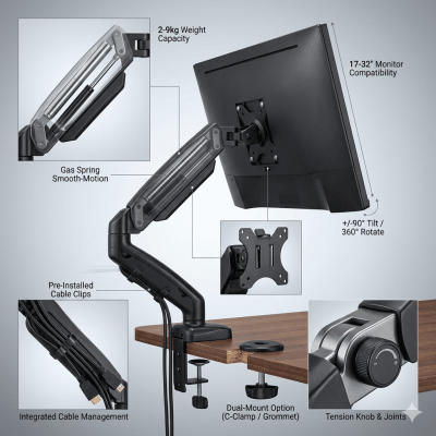 SOPORTE DE MESA PARA MONITOR ERGONOMICO DY-01 17