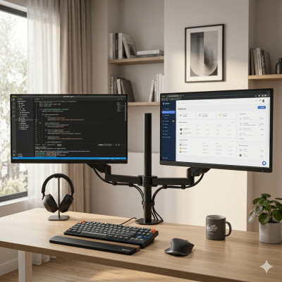 SOPORTE DE MESA PARA DOS MONITORES HDL-T022 14