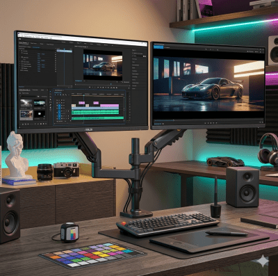 SOPORTE DE MESA PARA DOS MONITORES ERGONOMICO NB-H180 17