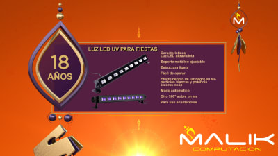 LUZ LED UV PARA FIESTA BARRA 9x3W LUZ LED UV PARA FIESTA BARRA 9x3W