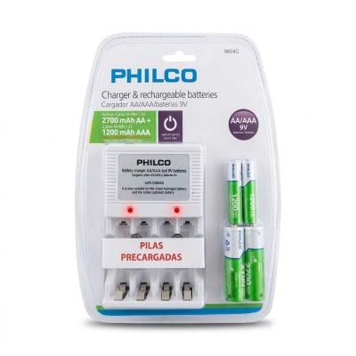 CARGADOR C/2 PILAS AA 2700 MAH + 2 AAA 1200 MAH PRE-CARGADAS 42PLC9854G