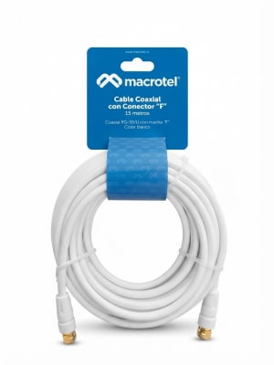 CABLE COAXIAL C/TERM F BLANCO 15 MTS MV-825
