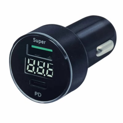 CARGADOR AUTO QC3.0 USB CON PANT LED PHILCO