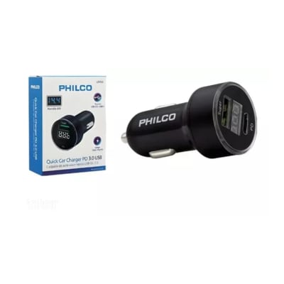 CARGADOR AUTO QC3.0 USB CON PANT LED PHILCO CARGADOR AUTO QC3.0 USB CON PANT LED PHILCO