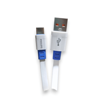 CABLE PHILIPS USB 3.0 A USB-C - 2,4 AMP  1M CABLE PLANO - WHITE CABLE PHILIPS USB 3.0 A USB-C - 2,4 AMP  1M CABLE PLANO - WHITE