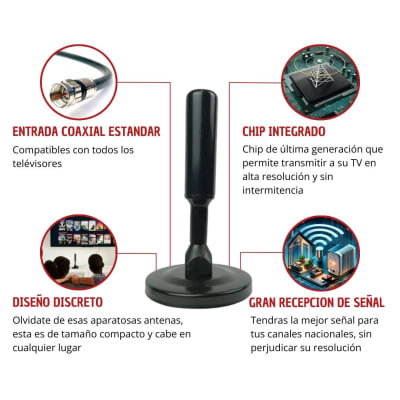 Antena Digital HD Para TV - Cable de Cobre 4-5m Coaxial