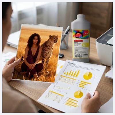 Botella De Tinta Amarillo 1 Litro Malik Compatible Con Impresoras Tanque De Tinta