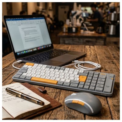 Teclado y Mouse Bluetooth WB-213 Gris/Negro - Kit Oficina