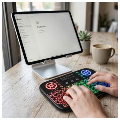 Mini Teclado Smart TV Iluminado - Bluetooth + WiFi 2.4GHz