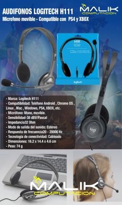 AUDIFONO LOGITECH H111 COMPATIBLE PS4 XBOX PC MAC ANDROID AUDIFONO LOGITECH H111 COMPATIBLE PS4 XBOX PC MAC ANDROID