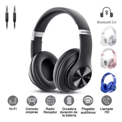 AUDIFONO INALAMBRICO DE DIADEMA BLUETOOTH CON MICROFONO