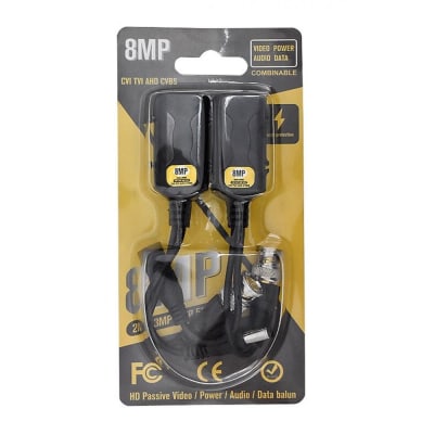 BALUN PARA CAMARA RJ45 A BNC +DC APOYA 200-500 MEGAPIXEL NUEVO 8MP
