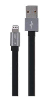 CABLE PHILIPS PARA IPHONE 1.2 MTS GOMA NEGRO