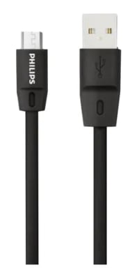 PHILIPS CABLE MICRO USB 1.2 MTS GOMA PLANO NEGRO PHILIPS CABLE MICRO USB 1.2 MTS GOMA PLANO NEGRO