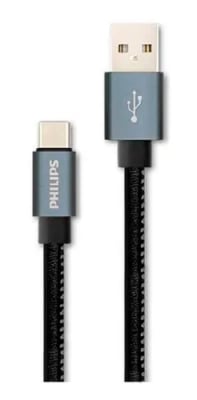 CABLE TIPO C PHILIPS 1.2 MTS CUERO NEGRO