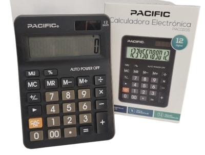 CALCULADORA DE SOBREMESA NEGRA PAC01155