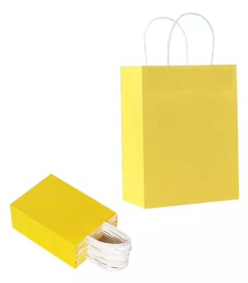 Bolsa de Papel para Regalo Color Amarillo Tamaño 32x26x12 cms