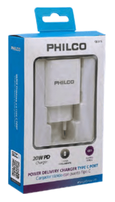 CARGADOR DE PARED QUALCOM 20W CON TIPO C PHILCO