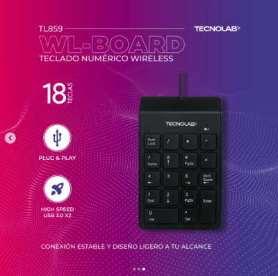TECLADO NUMERICO CON CABLE USB TECNOLAB 18 TECLAS TL860