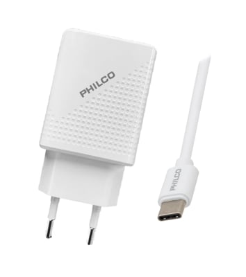 CARGADOR DE PARED QUALCOM PHILCO 18W CON PUERTO TIPO C CARGADOR DE PARED QUALCOM PHILCO 18W CON PUERTO TIPO C