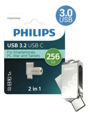 PENDRIVE 2 en 1 TYPE C 3.2 (256GB) FM25FD145B/97 PHILIPS 100PHI09436