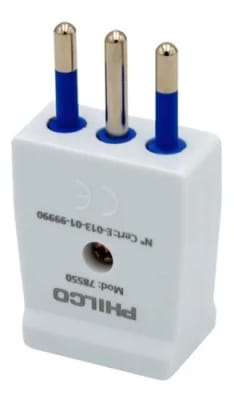 ENCHUFE MACHO 2 PASTAS + TIERRA VERTICAL PHILCO