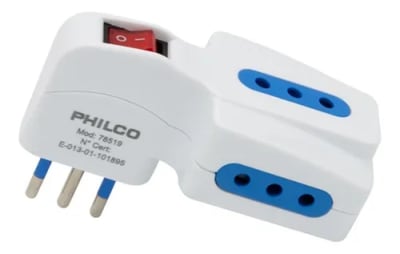 ENCHUFE TRIPLE PHILCO C/SWITCH 2P + T 10A 250V BLANCO ENCHUFE TRIPLE PHILCO C/SWITCH 2P + T 10A 250V BLANCO