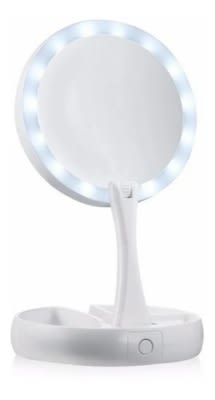Espejo Con Luz Led Para Maquillaje Plegable + Aumento X 10 - ...