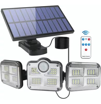 Foco Solar, Triple Cabezal Con Sensor De Movimiento