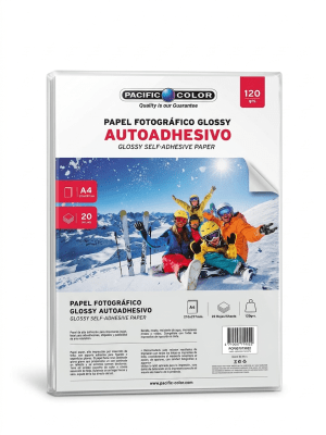PAPEL GLOSSY ADHESIVO 20 HOJAS 120GR