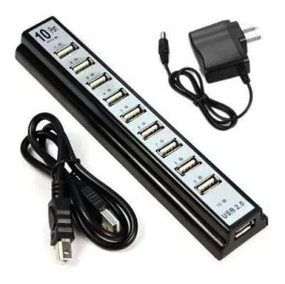 HUB USB 2.0 10 BOCA CON CARGADOR