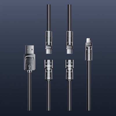 CABLE DE CARGA RAPIDA 4 EN 1 60W 1.5MTS NEGRO RC-C168