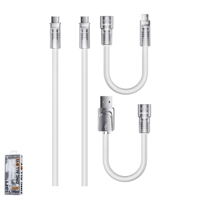 CABLE DE CARGA RAPIDA 4 EN 1 60W 1.5MTS BLANCO RC-C168