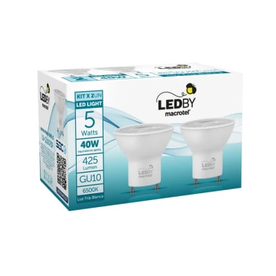 PACK 2 AMPOLLETAS LED GU10 5W LUZ FRIA