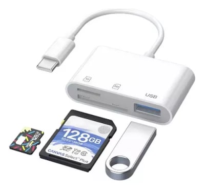 LECTOR MEMORIAS TYPE C A SD+TF+PEN PARA CELU Y PC