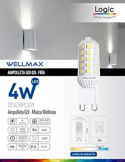 AMPOLLETA WELLMAX G9 CW 6500K 4W LUZ FRIA