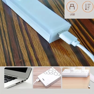 LUZ DE CLOSET LED D05 CON SENSOR DE MOVIMIENTO PIR / RECARGABLE USB C 300MM, 5CCT
