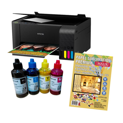 Kit Impresora Epson L3110 + Tintas Y Papel Sublimacion Malik Kit Impresora Epson L3110 + Tintas Y Papel Sublimacion Malik