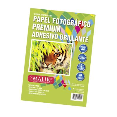 PAPEL GLOSSY ADHESIVO 20 HOJAS 120GR