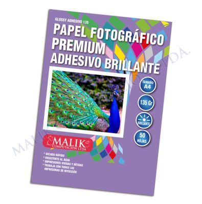 PAPEL GLOSSY ADHESIVO 50 HOJAS