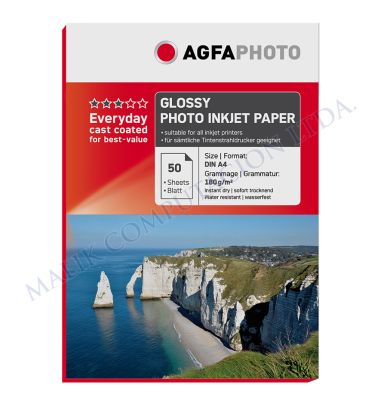 PAPEL AGFA A4 180Gr GLOSSY 50 HOJAS