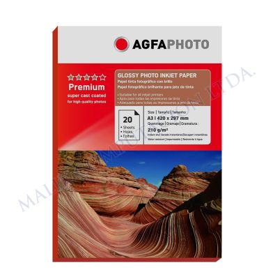 PAPEL AGFA A3 210GR GLOSSY 20 HOJAS PAPEL AGFA A3 210GR GLOSSY 20 HOJAS