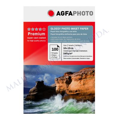 PAPEL AGFA 10X15 240 GM 100 HOJAS PAPEL AGFA 10X15 240 GM 100 HOJAS